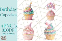 Birthday Cupcakes PNG, Colorful Cupcake Clipart, Sprinkles Product Image 1