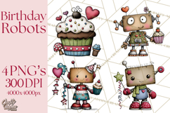 Adorable Birthday Robot Clipart, Playful Toy Robot Clip Art Product Image 1
