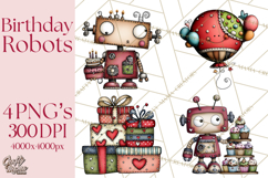 Adorable Birthday Robot Clipart, Playful Toy Robot Clip Art Product Image 1
