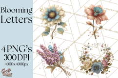 Blooming Letters Clipart, Floral Alphabet Clip Art PNG Product Image 1