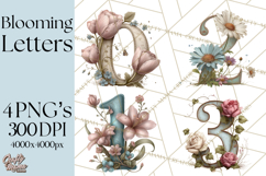 Blooming Letters Clipart, Floral Alphabet Clip Art PNG Product Image 1