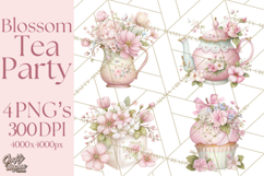 Blossom Tea Party Clipart, Pastel Tea Party Png Product Image 1