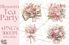 Blossom Tea Party Clipart, Pastel Tea Party Png Product Image 1