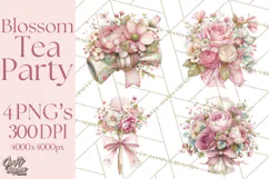 Blossom Tea Party Clipart, Pastel Tea Party Png Product Image 1