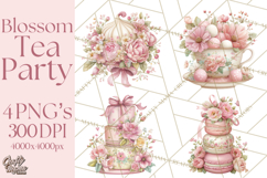 Blossom Tea Party Clipart, Pastel Tea Party Png Product Image 1