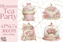 Blossom Tea Party Clipart, Pastel Tea Party Png Product Image 1