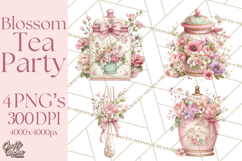 Blossom Tea Party Clipart, Pastel Tea Party Png Product Image 1