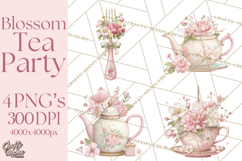 Blossom Tea Party Clipart, Pastel Tea Party Png Product Image 1