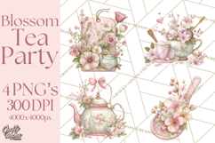 Blossom Tea Party Clipart, Pastel Tea Party Png Product Image 1