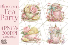 Blossom Tea Party Clipart, Pastel Tea Party Png Product Image 1
