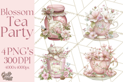Blossom Tea Party Clipart, Pastel Tea Party Png Product Image 1