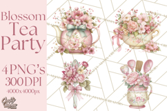 Blossom Tea Party Clipart, Pastel Tea Party Png Product Image 1