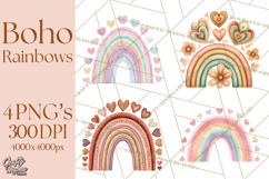 Valentine Boho Rainbow Clipart, Romantic Heart Rainbows PNG Product Image 1