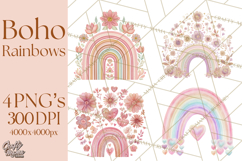 Valentine Boho Rainbow Clipart, Romantic Heart Rainbows PNG Product Image 1