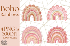 Valentine Boho Rainbow Clipart, Romantic Heart Rainbows PNG Product Image 1