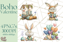 Boho Valentine Cactus Clipart PNG, Desert Romance Clip Art Product Image 1