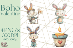 Boho Valentine Cactus Clipart PNG, Desert Romance Clip Art Product Image 1