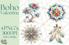 Boho Valentine Cactus Clipart PNG, Desert Romance Clip Art Product Image 1