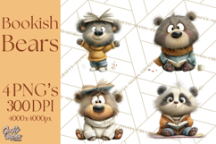Bookish Bears PNG Clipart, Cozy Bear Reading, Cute Cartoon Product Image 1