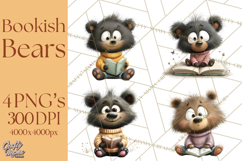 Bookish Bears PNG Clipart, Cozy Bear Reading, Cute Cartoon Product Image 1