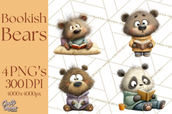 Bookish Bears PNG Clipart, Cozy Bear Reading, Cute Cartoon Product Image 1