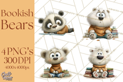 Bookish Bears PNG Clipart, Cozy Bear Reading, Cute Cartoon Product Image 1