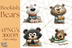 Bookish Bears PNG Clipart, Cozy Bear Reading, Cute Cartoon Product Image 1