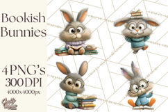 Bookish Bunnies PNG Clipart, Cozy Bunny Reading Product Image 1