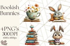 Bookish Bunnies PNG Clipart, Cozy Bunny Reading Product Image 1