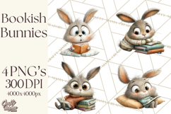 Bookish Bunnies PNG Clipart, Cozy Bunny Reading Product Image 1