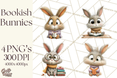 Bookish Bunnies PNG Clipart, Cozy Bunny Reading Product Image 1