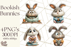 Bookish Bunnies PNG Clipart, Cozy Bunny Reading Product Image 1