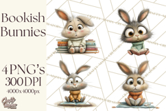 Bookish Bunnies PNG Clipart, Cozy Bunny Reading Product Image 1