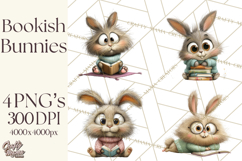 Bookish Bunnies PNG Clipart, Cozy Bunny Reading Product Image 1