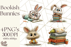 Bookish Bunnies PNG Clipart, Cozy Bunny Reading Product Image 1