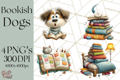 Bookish Dogs PNG Clipart, Cozy Dog Reading, Cute Cartoon Pup Product Image 1