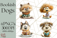 Bookish Dogs PNG Clipart, Cozy Dog Reading, Cute Cartoon Pup Product Image 1