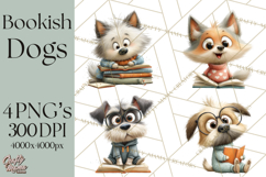 Bookish Dogs PNG Clipart, Cozy Dog Reading, Cute Cartoon Pup Product Image 1