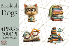 Bookish Dogs PNG Clipart, Cozy Dog Reading, Cute Cartoon Pup Product Image 1
