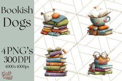Bookish Dogs PNG Clipart, Cozy Dog Reading, Cute Cartoon Pup Product Image 1