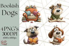 Bookish Dogs PNG Clipart, Cozy Dog Reading, Cute Cartoon Pup Product Image 1