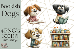 Bookish Dogs PNG Clipart, Cozy Dog Reading, Cute Cartoon Pup Product Image 1