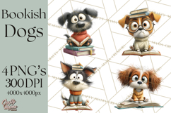 Bookish Dogs PNG Clipart, Cozy Dog Reading, Cute Cartoon Pup Product Image 1