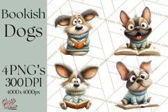 Bookish Dogs PNG Clipart, Cozy Dog Reading, Cute Cartoon Pup Product Image 1