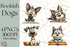 Bookish Dogs PNG Clipart, Cozy Dog Reading, Cute Cartoon Pup Product Image 1