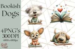 Bookish Dogs PNG Clipart, Cozy Dog Reading, Cute Cartoon Pup Product Image 1