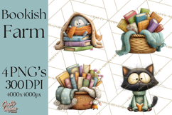 Farm Animals PNG Clipart, Cozy Reading Animals, Cute Cartoon Product Image 1