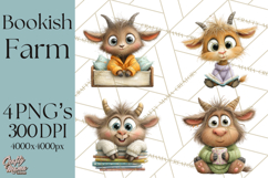 Farm Animals PNG Clipart, Cozy Reading Animals, Cute Cartoon Product Image 1