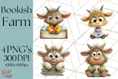 Farm Animals PNG Clipart, Cozy Reading Animals, Cute Cartoon Product Image 1