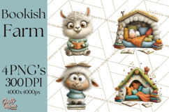 Farm Animals PNG Clipart, Cozy Reading Animals, Cute Cartoon Product Image 1